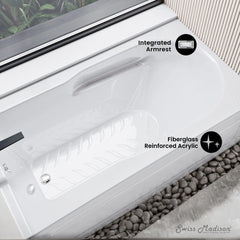 Swiss Madison Concorde 60" x 30" Left-Hand Drain Alcove Bathtub with Apron and Armrest - SM-AB0202GW - The Home Selection