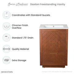 Swiss Madison Daxton 24" Bathroom Vanity in Walnut - ﻿﻿SM-BV372WN - The Home Selection