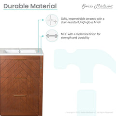 Swiss Madison Daxton 24" Bathroom Vanity in Walnut - ﻿﻿SM-BV372WN - The Home Selection