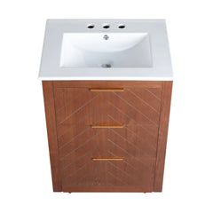 Swiss Madison Daxton 24" Freestanding Bathroom Vanity in Brown Oak with 3-Hole Centerset Sink Top - SM-BV372WN-3 - The Home Selection