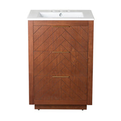 Swiss Madison Daxton 24" Freestanding Bathroom Vanity in Brown Oak with 3-Hole Centerset Sink Top - SM-BV372WN-3 - The Home Selection