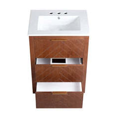 Swiss Madison Daxton 24" Freestanding Bathroom Vanity in Brown Oak with 3-Hole Centerset Sink Top - SM-BV372WN-3 - The Home Selection