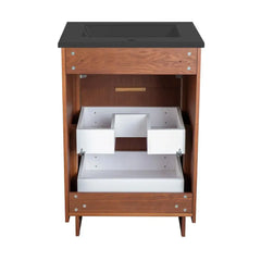 Swiss Madison Daxton 24" Freestanding Bathroom Vanity in Brown Oak with Black Sink Top - SM-BV372WNMB - The Home Selection