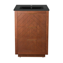 Swiss Madison Daxton 24" Freestanding Bathroom Vanity in Brown Oak with Black Sink Top - SM-BV372WNMB - The Home Selection