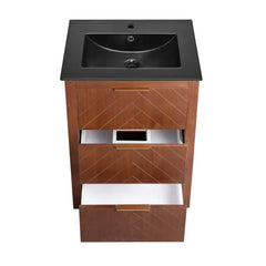 Swiss Madison Daxton 24" Freestanding Bathroom Vanity in Brown Oak with Black Sink Top - SM-BV372WNMB - The Home Selection
