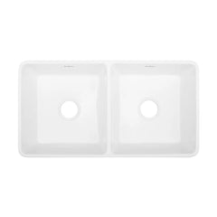Swiss Madison Delice 33" Double Basin Fireclay Farmhouse Kitchen Sink in Glossy White - SM-FS1205GW - The Home Selection