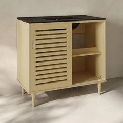 Swiss Madison Delice 36" Freestanding Bathroom Vanity in Natural Oak with Black 3-Hole Widespread Sink Top - SM-BV1201NO-3WMB - The Home Selection