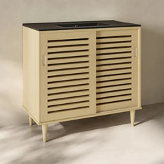 Swiss Madison Delice 36" Freestanding Bathroom Vanity in Natural Oak with Black 3-Hole Widespread Sink Top - SM-BV1201NO-3WMB - The Home Selection