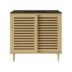 Swiss Madison Delice 36" Freestanding Bathroom Vanity in Natural Oak with Black 3-Hole Widespread Sink Top - SM-BV1201NO-3WMB - The Home Selection