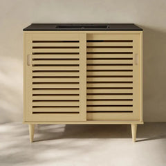 Swiss Madison Delice 36" Freestanding Bathroom Vanity in Natural Oak with Black 3-Hole Widespread Sink Top - SM-BV1201NO-3WMB - The Home Selection