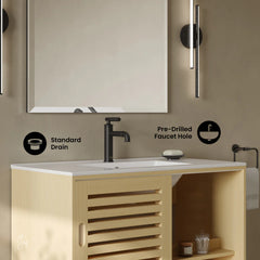 Swiss Madison Delice 36" Freestanding Bathroom Vanity in Natural Oak with Sink Top - SM-BV1201NO - The Home Selection