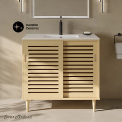 Swiss Madison Delice 36" Freestanding Bathroom Vanity in Natural Oak with Sink Top - SM-BV1201NO - The Home Selection