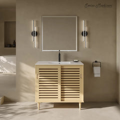 Swiss Madison Delice 36" Freestanding Bathroom Vanity in Natural Oak with Sink Top - SM-BV1201NO - The Home Selection