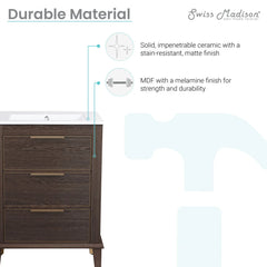 Swiss Madison Hugo 24" Freestanding Bathroom Vanity in Brown Oak with Sink Top - SM-BV390 - The Home Selection