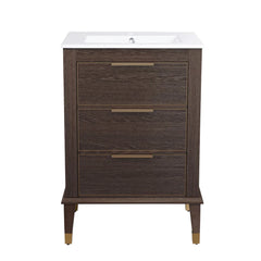Swiss Madison Hugo 24" Freestanding Bathroom Vanity in Brown Oak with Sink Top - SM-BV390 - The Home Selection