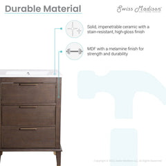 Swiss Madison Hugo 24" Freestanding Bathroom Vanity in Brown Oak with Sink Top - SM-BV390 - The Home Selection