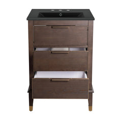 Swiss Madison Hugo 24 in. Brown Oak Bathroom Vanity With Black, 3-Hole Ceramic Sink Top - SM-BV390-3MB - The Home Selection