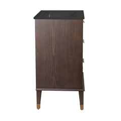 Swiss Madison Hugo 24 in. Brown Oak Bathroom Vanity With Black, 3-Hole Ceramic Sink Top - SM-BV390-3MB - The Home Selection