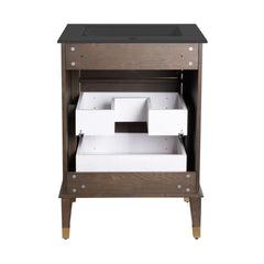 Swiss Madison Hugo 24 in. Brown Oak Bathroom Vanity With Black Ceramic Sink Top - SM-BV390MB - The Home Selection