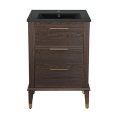 Swiss Madison Hugo 24 in. Brown Oak Bathroom Vanity With Black Ceramic Sink Top - SM-BV390MB - The Home Selection
