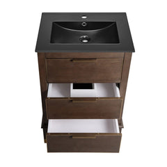 Swiss Madison Hugo 24 in. Brown Oak Bathroom Vanity With Black Ceramic Sink Top - SM-BV390MB - The Home Selection