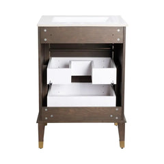 Swiss Madison Hugo 24 in. Brown Oak Bathroom Vanity With White, 3-Hole Ceramic Sink Top - SM-BV390-3 - The Home Selection
