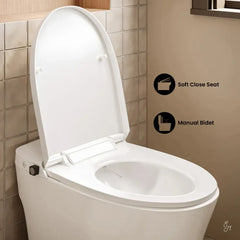 Swiss Madison Hugo H Power Flush Tankless Toilet 12" Rough-in 1 GPF Non-Electric ADA Toilet with Integrated Tank and Manual Bidet in Glossy White - SM-1T3906GW - The Home Selection