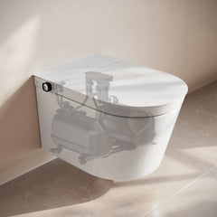 Swiss Madison Hugo H Wall-Hung Toilet in Glossy White with Manual Bidet and Supporting Frame - SM-WT3907GW - The Home Selection