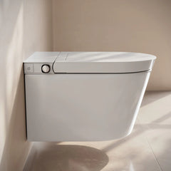 Swiss Madison Hugo H Wall-Hung Toilet in Glossy White with Manual Bidet and Supporting Frame - SM-WT3907GW - The Home Selection