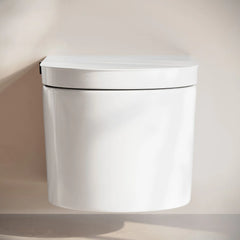 Swiss Madison Hugo H Wall-Hung Toilet in Glossy White with Manual Bidet and Supporting Frame - SM-WT3907GW - The Home Selection