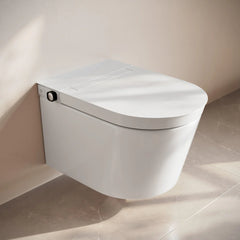 Swiss Madison Hugo H Wall-Hung Toilet in Glossy White with Manual Bidet and Supporting Frame - SM-WT3907GW - The Home Selection