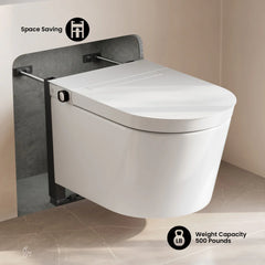 Swiss Madison Hugo H Wall-Hung Toilet in Glossy White with Manual Bidet and Supporting Frame - SM-WT3907GW - The Home Selection
