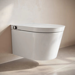 Swiss Madison Hugo H Wall-Hung Toilet in Glossy White with Manual Bidet and Supporting Frame - SM-WT3907GW - The Home Selection