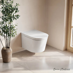 Swiss Madison Hugo H Wall-Hung Toilet in Glossy White with Supporting Frame - SM-WT3906GW - The Home Selection