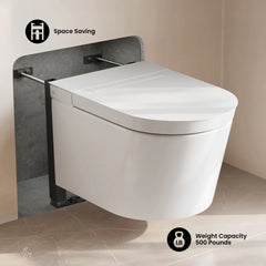Swiss Madison Hugo H Wall-Hung Toilet in Glossy White with Supporting Frame - SM-WT3906GW - The Home Selection