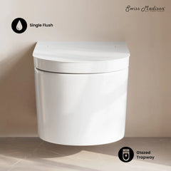 Swiss Madison Hugo H Wall-Hung Toilet in Glossy White with Supporting Frame - SM-WT3906GW - The Home Selection