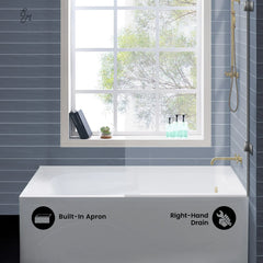 Swiss Madison Ivy 54 x 30 Right Drain Soaking Alcove Corner Apron Bathtub in Glossy White with Integrated Overflow, Drain Included - SM-AB0902GW - The Home Selection