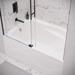 Swiss Madison Ivy 54 x 30 Skirted Left Drain Soaking Alcove Bathtub in Glossy White with Integrated Armrest - SM-AB520 - The Home Selection