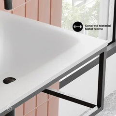 Swiss Madison Lisse 24" Rectangle Concrete Wall-Mount Bathroom Sink in Taupe with Matte Black Frame - The Home Selection