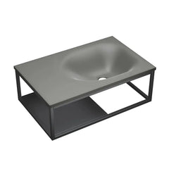 Swiss Madison Lisse 24" Rectangle Concrete Wall-Mount Bathroom Sink in Taupe with Matte Black Frame - The Home Selection