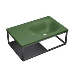 Swiss Madison Lisse 24" Rectangle Concrete Wall-Mount Bathroom Sink in Taupe with Matte Black Frame - The Home Selection