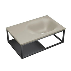 Swiss Madison Lisse 24" Rectangle Concrete Wall-Mount Bathroom Sink in Taupe with Matte Black Frame - The Home Selection