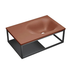 Swiss Madison Lisse 24" Rectangle Concrete Wall-Mount Bathroom Sink in Taupe with Matte Black Frame - The Home Selection