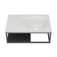 Swiss Madison Lisse 24" Rectangle Concrete Wall-Mount Bathroom Sink in Taupe with Matte Black Frame - The Home Selection