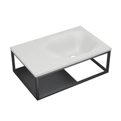 Swiss Madison Lisse 24" Rectangle Concrete Wall-Mount Bathroom Sink in Taupe with Matte Black Frame - The Home Selection
