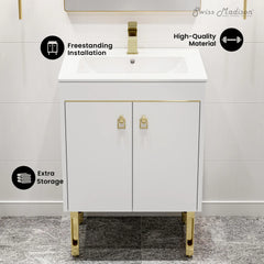 Swiss Madison Lumiere 24" Freestanding Bathroom Vanity in White with Sink Top - SM-BV710WG - The Home Selection