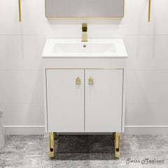 Swiss Madison Lumiere 24" Freestanding Bathroom Vanity in White with Sink Top - SM-BV710WG - The Home Selection