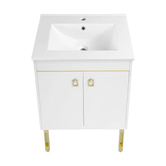 Swiss Madison Lumiere 24" Freestanding Bathroom Vanity in White with Sink Top - SM-BV710WG - The Home Selection