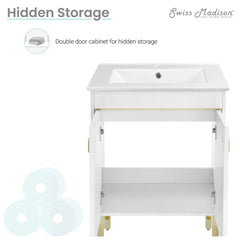 Swiss Madison Lumiere 24" Freestanding Bathroom Vanity in White with Sink Top - SM-BV710WG - The Home Selection