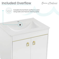 Swiss Madison Lumiere 24" Freestanding Bathroom Vanity in White with Sink Top - SM-BV710WG - The Home Selection
